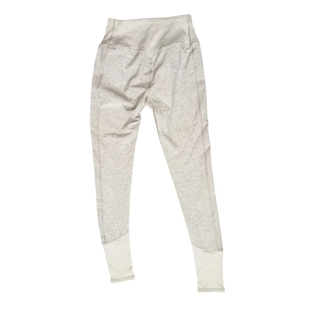 Alo Yoga Alosoft Lounge Leggings High Waisted Ribbed Cuff Heather Gray Small
